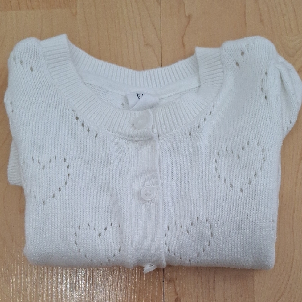GAP White Heart Pattern Kids Cardigan - Picture 4 of 4